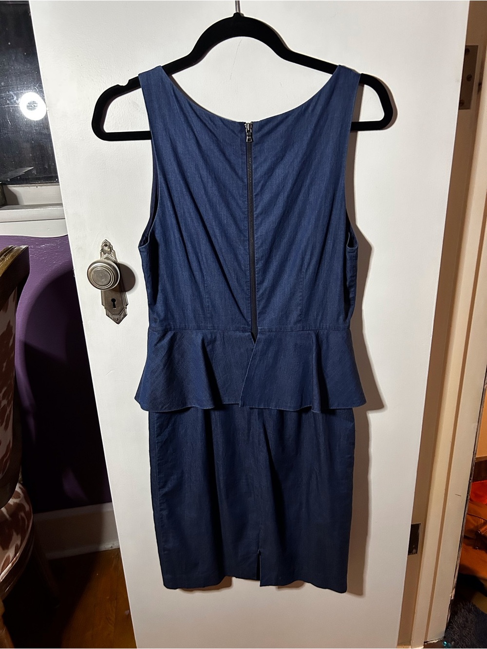 Alice + Olivia Navy Sleeveless Peplum Midi Dress - Picture 3 of 5
